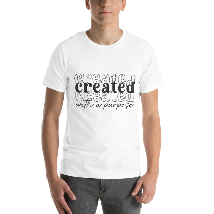 white-T-Shirt with-created with a purpose-design for unisex